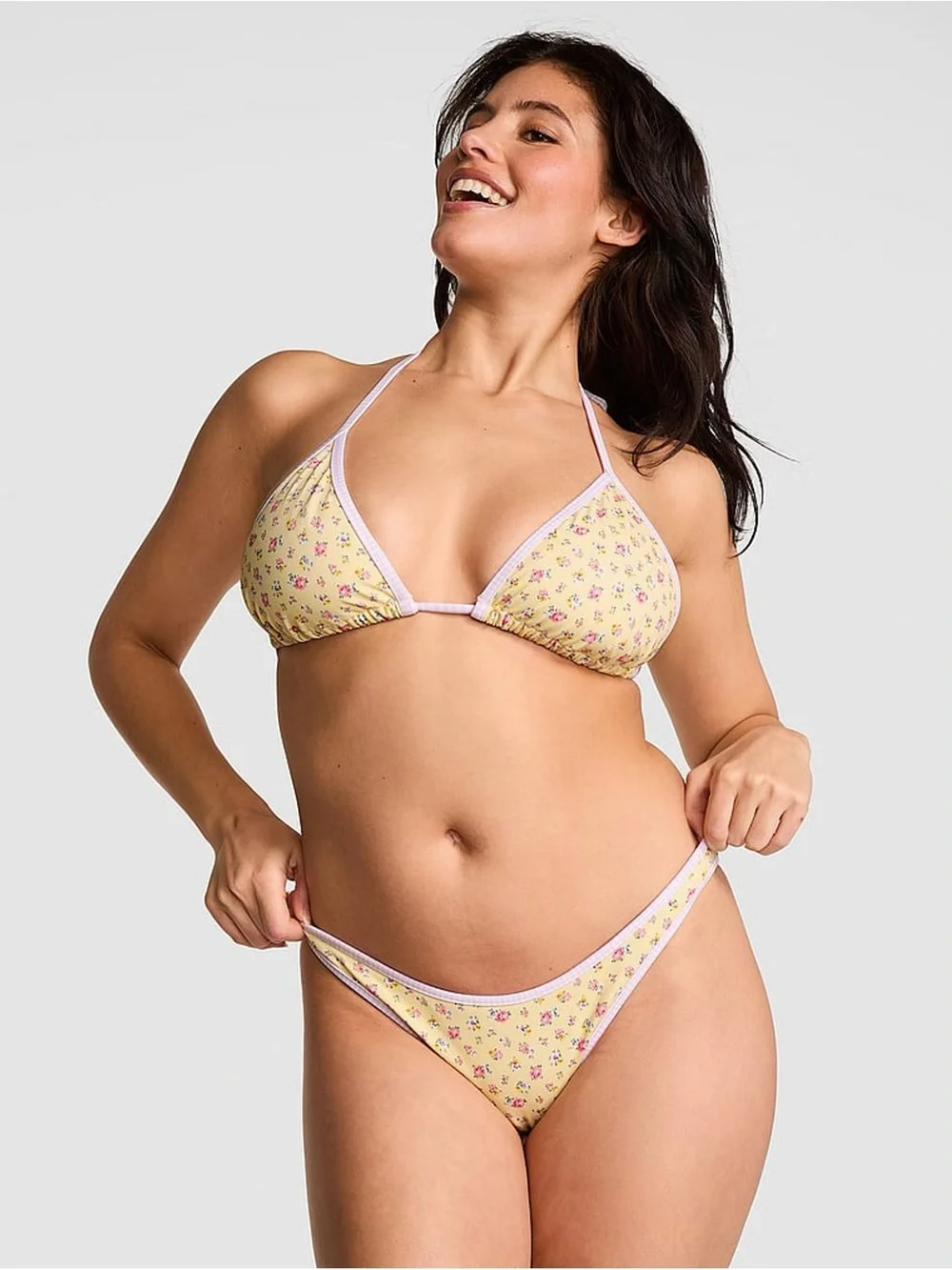 Frankie’s Bikini’s x Victoria’s Secret PINK Yellow Floral Bikini Set, XS/Small